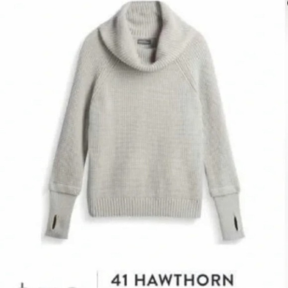 41 HAWTHORN Gray Waffle Knit Cowl Neck Thumb Holes Sweater Size large Stitchfix - Picture 1 of 10